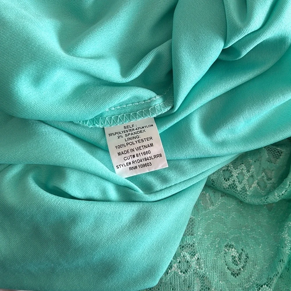 Green Lace Mini Dress‎ Bell Sleeve Floral Cottagecore Easter Spring Size 14